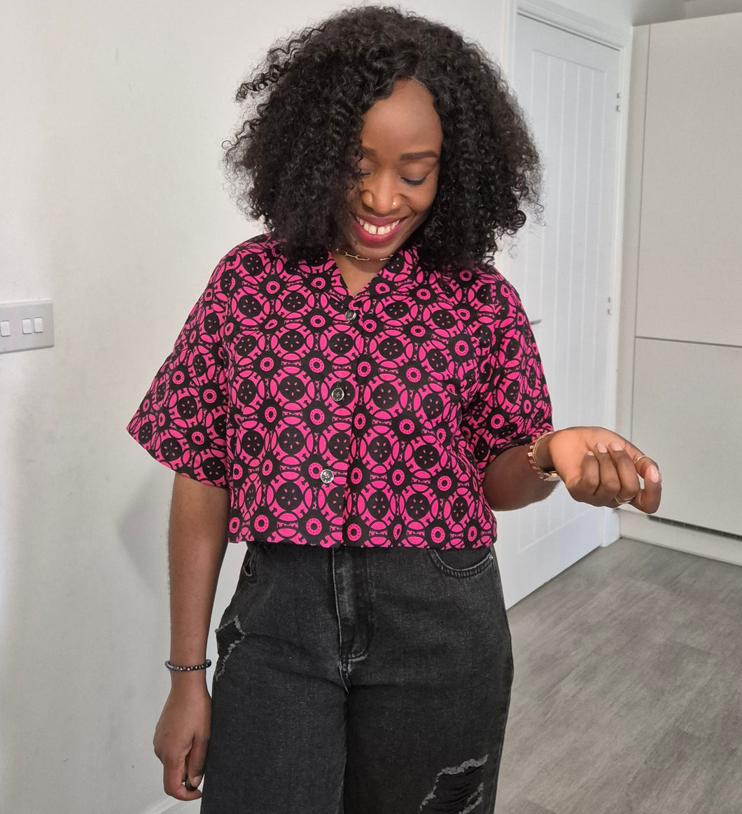African Print Crop Shirt