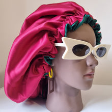 Load image into Gallery viewer, Adjustable &amp; Reversible Silky Satin Hair Bonnet
